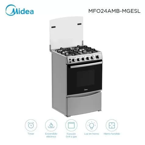 segunda imagen de Cocina a gas con grill Midea MFO24AMBMGES